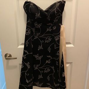 Black & Cream WHBM Strapless Dress